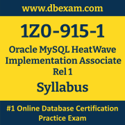 1Z0-915-1 Syllabus, 1Z0-915-1 Latest Dumps PDF, Oracle MySQL HeatWave Implementation Associate Rel 1 Dumps, 1Z0-915-1 Free Download PDF Dumps, MySQL HeatWave Implementation Associate Rel 1 Dumps