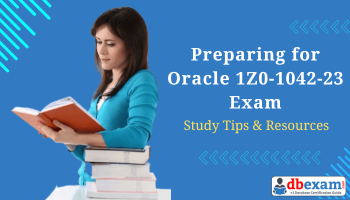 A person studying with books for the Oracle 1Z0-1042-23 certification exam.