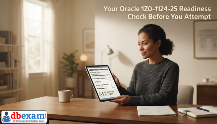 An adult woman confidently reviews a digital readiness checklist, symbolizing thorough preparation for the Oracle 1Z0-1124-25 Cloud Infrastructure Networking Professional exam.